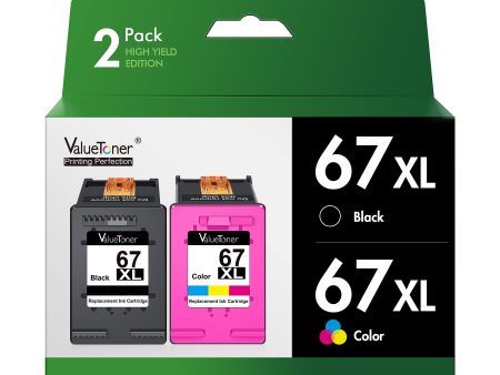 Valuetoner Ink Cartridges Replacement for HP 67XL 67 XL for Envy 6000 6055 6055e 6052 6058 6075 Envy Pro 6400 6455 6455e 6452 6458 DeskJet 4133e 1255 2732 2752 2755 2755e 4140 4152 4155 4155e 2-Pack Supply