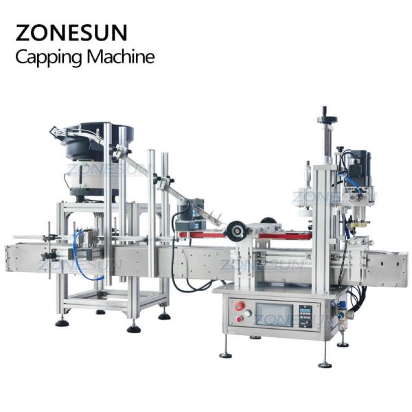 ZS-XG1870P Automatic Spray Bottle Benchtop  Capping Machine With Vibratory Bowl Sorter For Sale