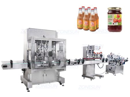 ZONESUN ZS-FAL180P8 Automatic Cosmetic Face Cream Jar Glass Bottle Jam Peanut Paste Filling Capping Labeling Machine Production Line For Sale