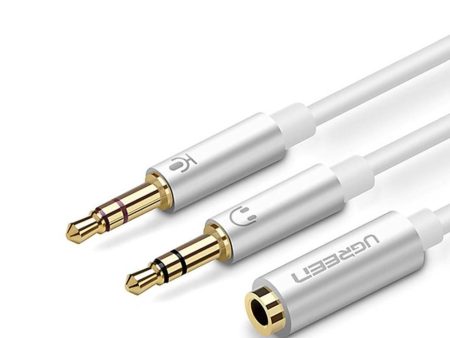 UGREEN DUAL 3.5MM MALE TO 3.5MM FEMALE AUDIO CABLE 20CM (WHITE) on Sale