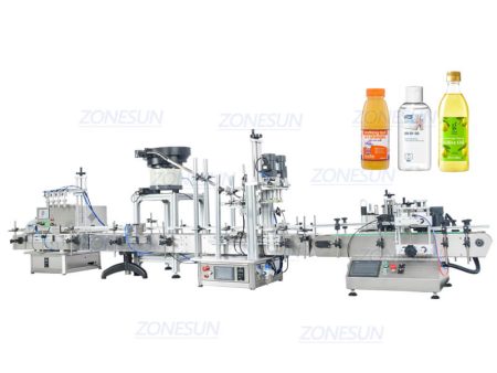 ZS-FAL180C10 Automatic Desktop Juice Liquid Dropper Bottle Filling Capping Labeling Machine Line With Vibratory Bowl Sorter Sale