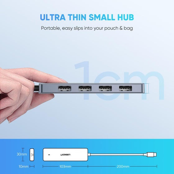 UGREEN 4-PORT USB 3.0 HUB WITH USB-C POWER SUPPLY For Discount