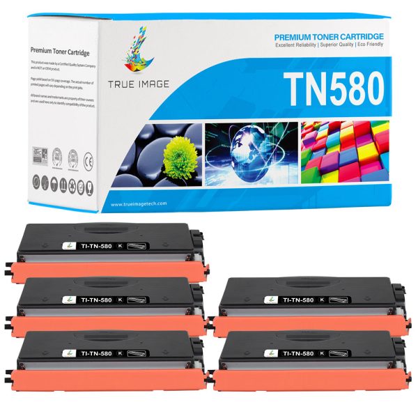 Compatible Brother TN580 Black Toner Cartridge - 5 Packs on Sale