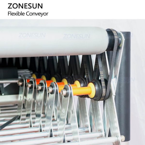 ZONESUN ZS-FCR600 Automatic Powered Rubber Covered Flexible V-ribbed Roller Expendable Conveyor For Paper Carton Boxes Fashion