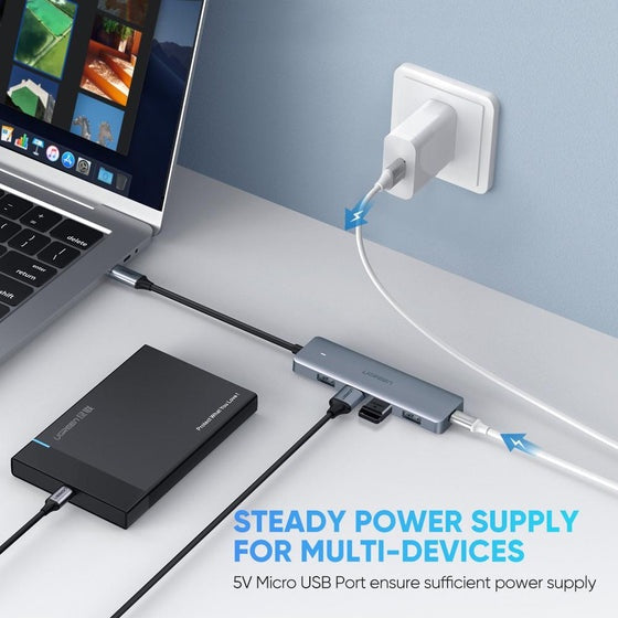 UGREEN 4-PORT USB 3.0 HUB WITH USB-C POWER SUPPLY For Discount