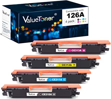 Valuetoner Remanufactured Toner Cartridge Replacement for HP 126A CE310A CE311A CE312A CE313A for Color Laserjet Pro MFP M175 M275 CP1025nw Laser Printer(Black, Cyan, Magenta, Yellow, 4 Pack) Fashion