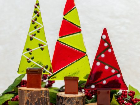 Christmas Tree in Red & Green- Set of 3 on Sale