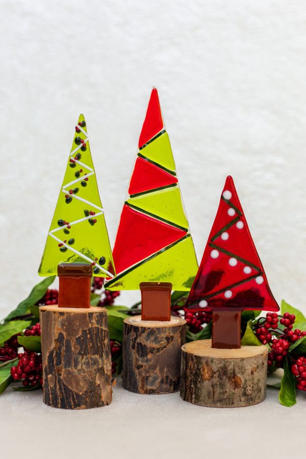 Christmas Tree in Red & Green- Set of 3 on Sale