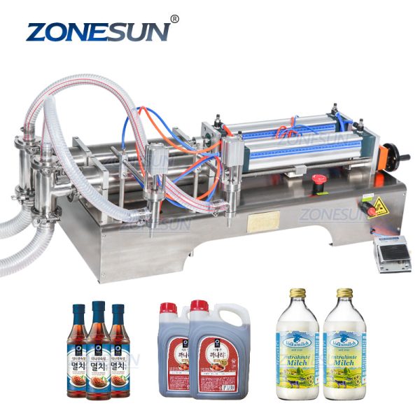 ZONESUN 2 Nozzle Full Pneumatic Beverage Juice Soft Drink Water Milk Filling Machine Fashion