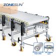 ZONESUN ZS-FCR600 Automatic Powered Rubber Covered Flexible V-ribbed Roller Expendable Conveyor For Paper Carton Boxes Fashion