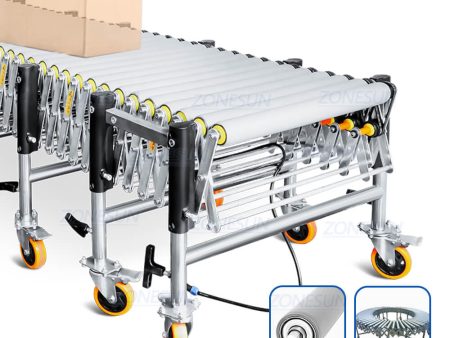 ZONESUN ZS-FCR600 Automatic Powered Rubber Covered Flexible V-ribbed Roller Expendable Conveyor For Paper Carton Boxes Fashion