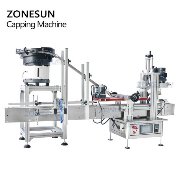 ZS-XG1870P Automatic Spray Bottle Benchtop  Capping Machine With Vibratory Bowl Sorter For Sale