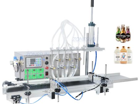 ZS-DTMP6A 6 Heads Magnetic Pump Automatic Desktop Liquid Filling Machine For Water Milk Supply