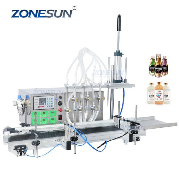 ZS-DTMP6A 6 Heads Magnetic Pump Automatic Desktop Liquid Filling Machine For Water Milk Supply