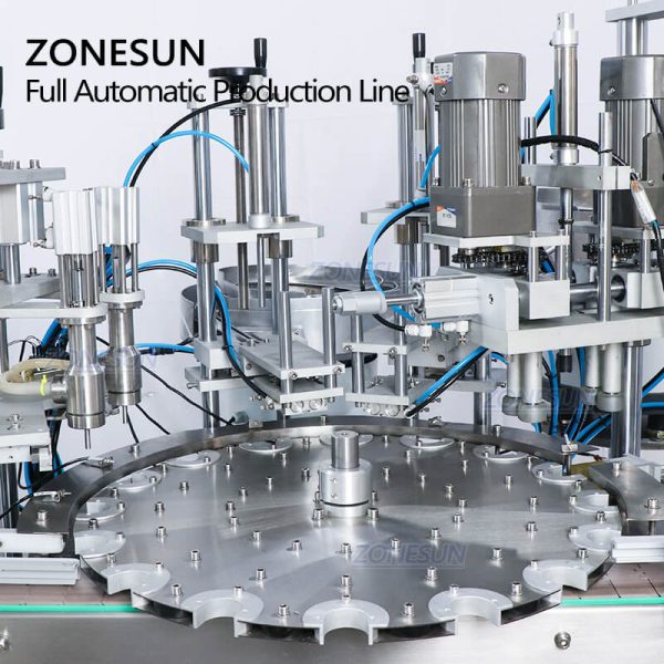 ZS-FAL180A5 Automatic 4 In 1 Essential Oil Vial Small Bottle Filling Capping Machine With Cap Feeder Supply