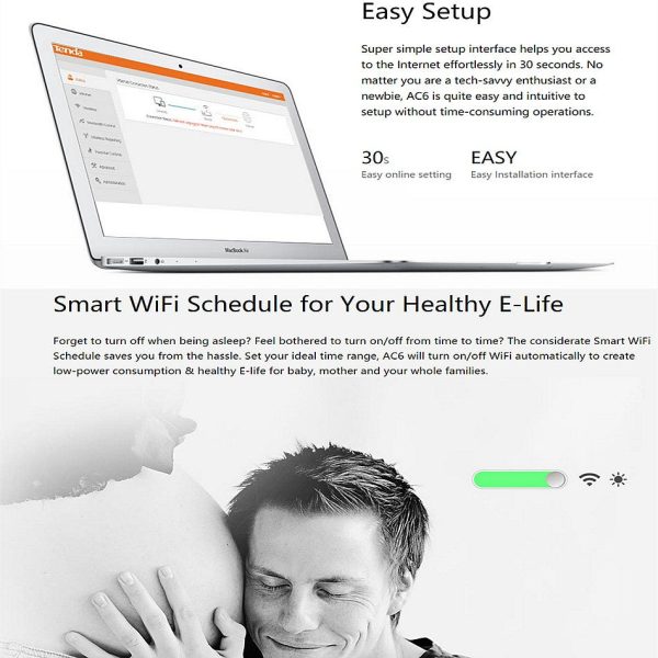 Tenda AC6 AC1200 Gigabit Speed Dual Band Wi-Fi Internet Wireless Router Cheap