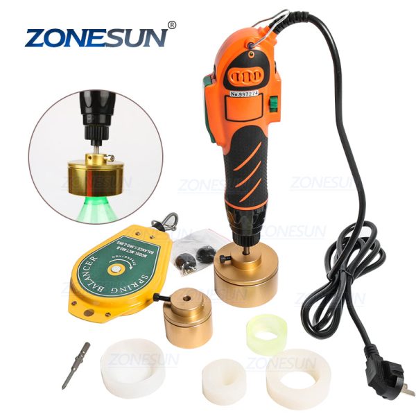 ZONESUN 100W Handheld Plastic Round Bottle Capping Machine Tool Portable Bottle Caps Screwing Sealing Machine For Sale