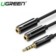 UGREEN STEREO AUDIO 3.5MM MALE TO DUAL 3.5MM FEMALE HEADSET SPLITTER (BLACK) Sale