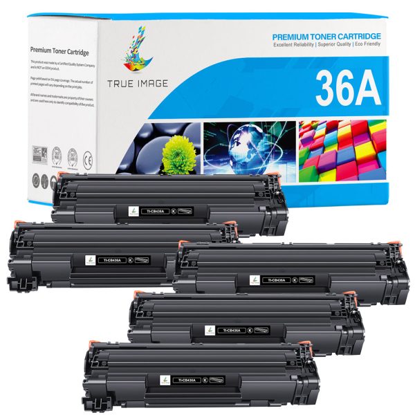 Compatible HP LaserJet 36A CB436A Black Toner Cartridges - Standard Yield - 5 Packs For Discount