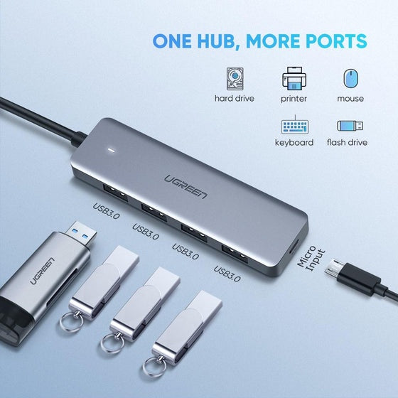 UGREEN 4-PORT USB 3.0 HUB WITH USB-C POWER SUPPLY For Discount