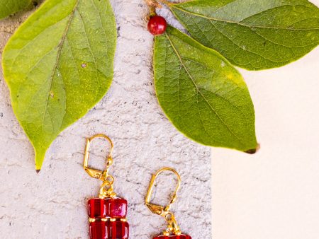 Ruby Tile Earrings on Sale