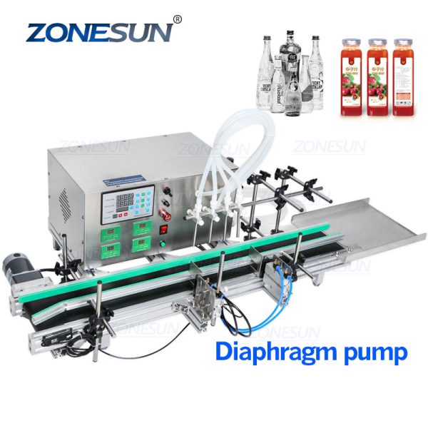 ZS-DTDP4 Full Automatic Desktop CNC Liquid Filling Machine With Conveyor 110V-220V For Perfume Filling Machine Water Filler Online Hot Sale