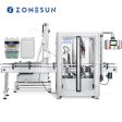 ZONESUN ZS-XG441F Automatic HDPE Jerry Can F-style Jug Gallon Bottle Screw Capping Machine With Cap Elevator Feeder For Engine Oil Chemical Liquid Supply