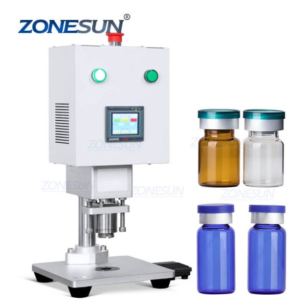 ZONESUN ZS-YG80D Full Electric Small Bottle Solution Glass Vial Metal Aluminum Caps Stopper Crimping Sealing Capping Machine Online now