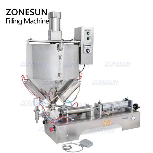 ZONESUN Single Nozzle Paste Filling Machine For Chocolate Sauce With Mixer Heater For Sale