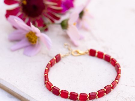 Ruby Tile Bracelet For Cheap