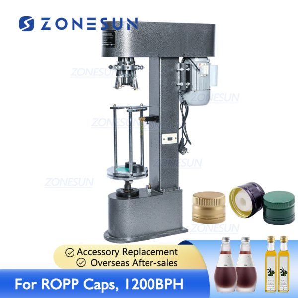 ZONESUN ZS-XG50D Semi Automatic Pilfer Proof Capping Machine For Wine Plastic Bottles Ropp Caps on Sale