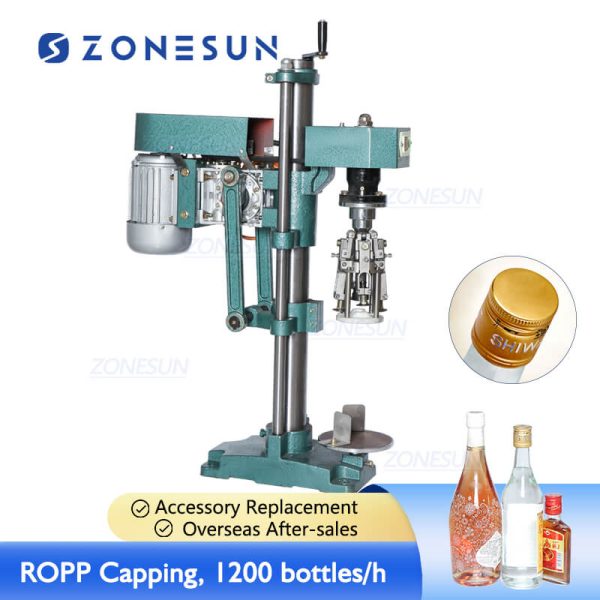 ZONESUN ZS-XG60 Semi-automatic Soda Water Drinks Liquor Spirits Bottle Pilfer Proof ROPP Capping Machine Online Hot Sale