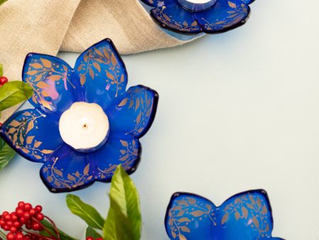 Sapphire Flora Candle Holder Online Sale