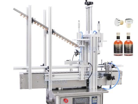 ZONESUN Desktop Automatic Glass Bottle Cap Cork Press Machine Jar Whisky Plastic Bottle Capping Machine With Cap Feeder Cheap