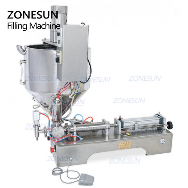 ZONESUN Single Nozzle Paste Filling Machine For Chocolate Sauce With Mixer Heater For Sale