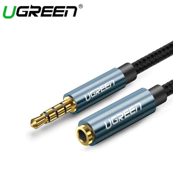 UGREEN STEREO AUDIO  3.5MM MALE TO FEMALE EXTENSION CABLE 1M SUPPORT MIC (BLACK) For Sale